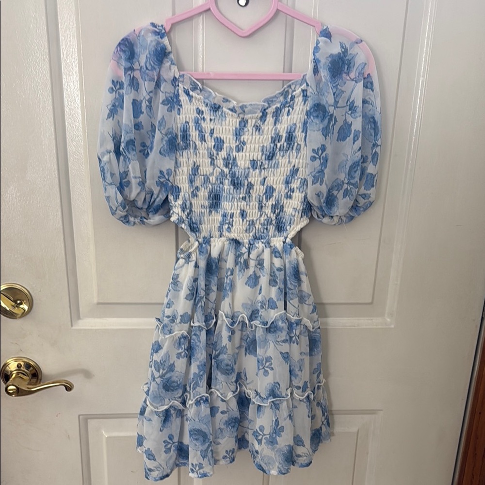 Blue Floral Kids Dress